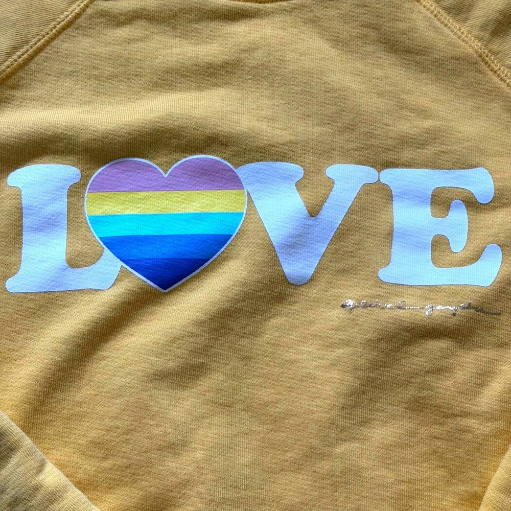 Spiritual Gangster Yellow LOVE Rainbow Heart Cotton Sweatshirt Med Casual Cozy - Picture 11 of 11